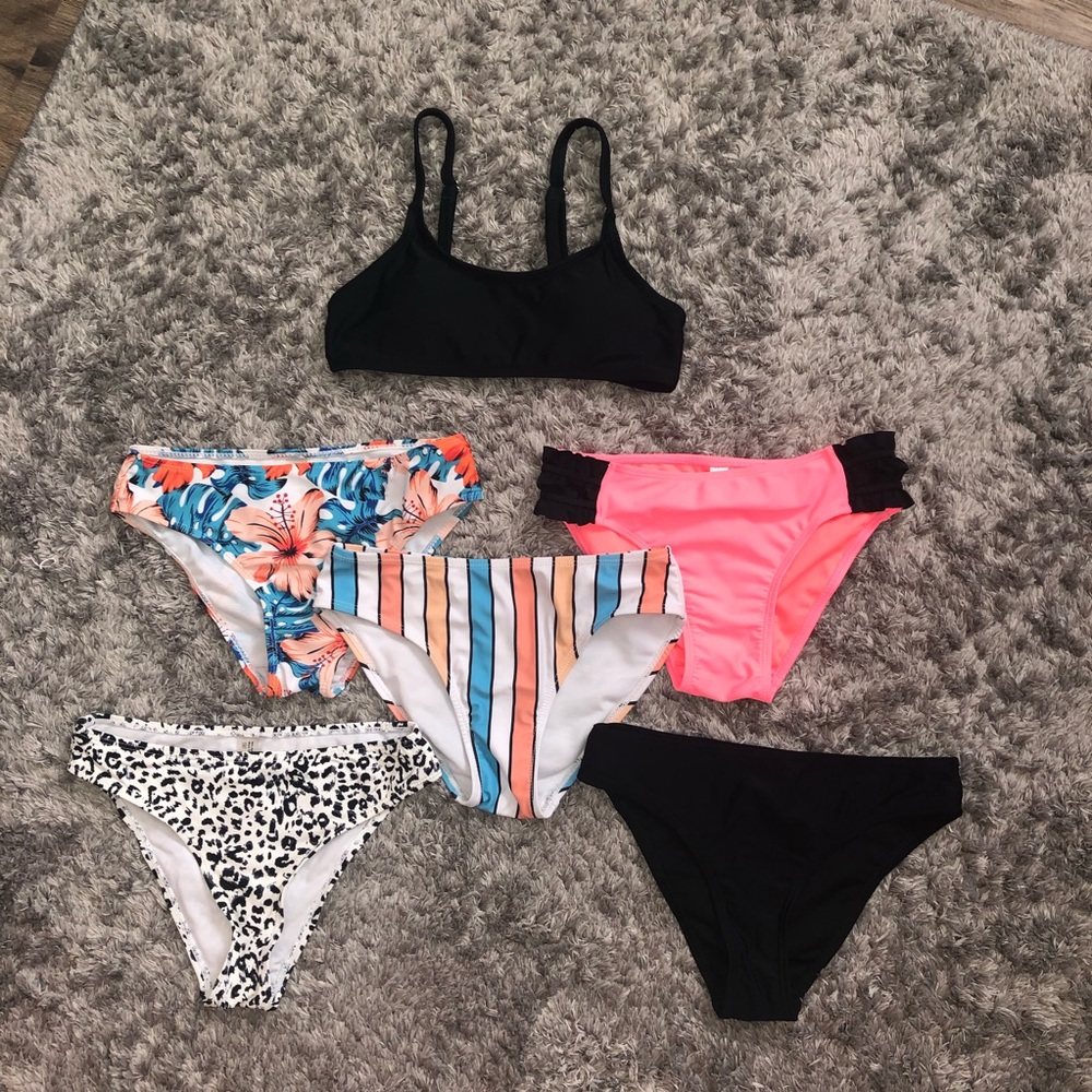 Mixed Girls Swim Set. Size 9/10…: 5 bottoms 1 top